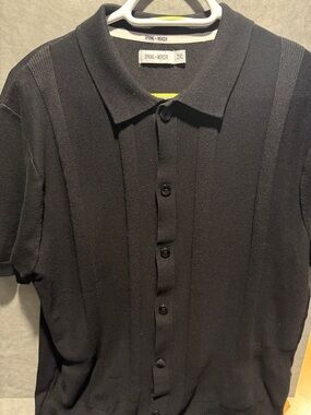 Black Short-Sleeve Button Polo